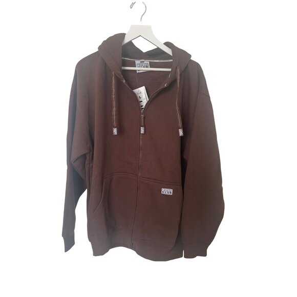 Pro Club Heavyweight Brown Full-Zip Hoodie Sweatshirt - Picture 2 of 5